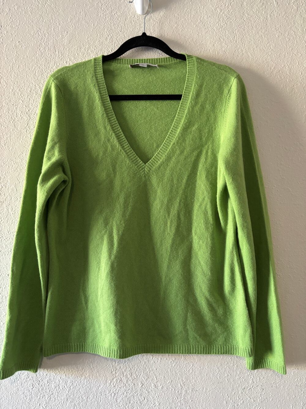 Caslon Pure Cashmere Pullover Sweater Womens Size XL Green V-Neck